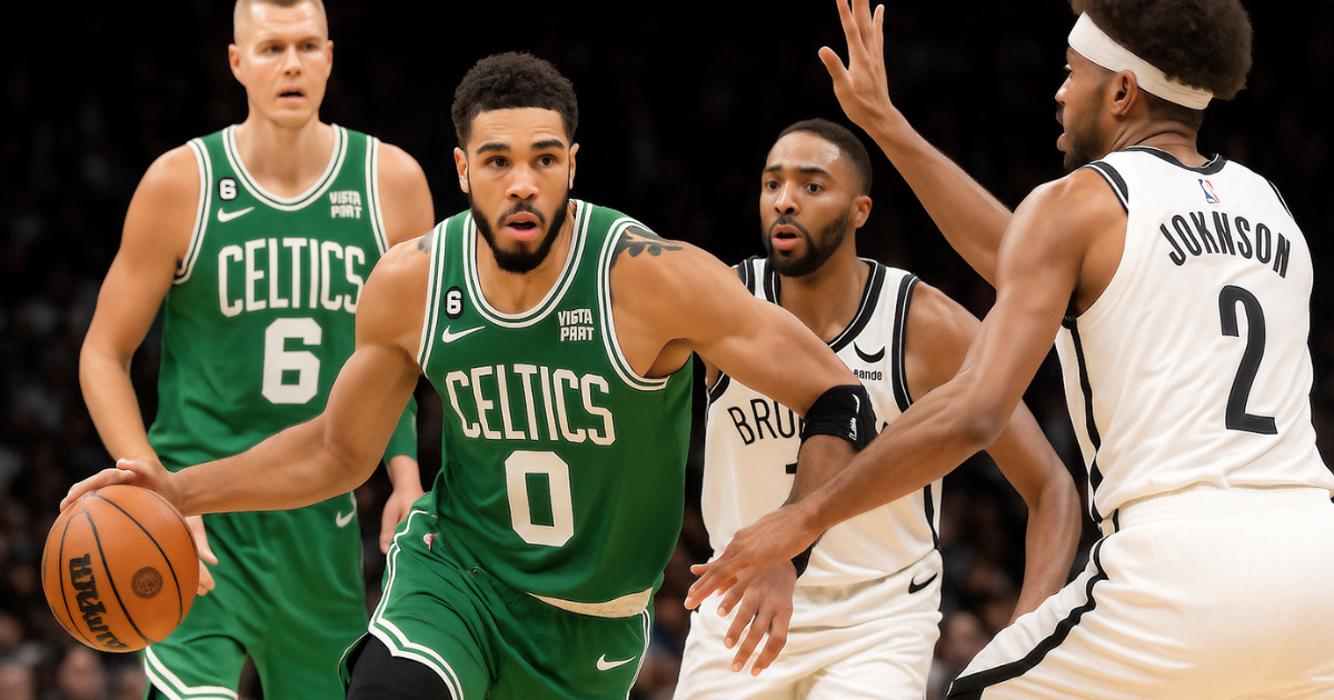 in-game action featuring key players in Boston Celtics vs Brooklyn Nets match player stats showdown.
